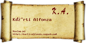 Kürti Alfonza névjegykártya